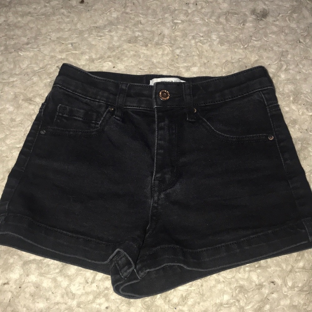 Black denim shorts